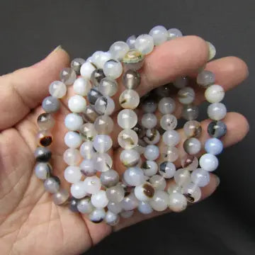 8mm Dendritic Agate Beaded Stretch Bracelet-Beaded Bracelets-Krush Kandy, Women's Online Fashion Boutique Located in Phoenix, Arizona (Scottsdale Area)