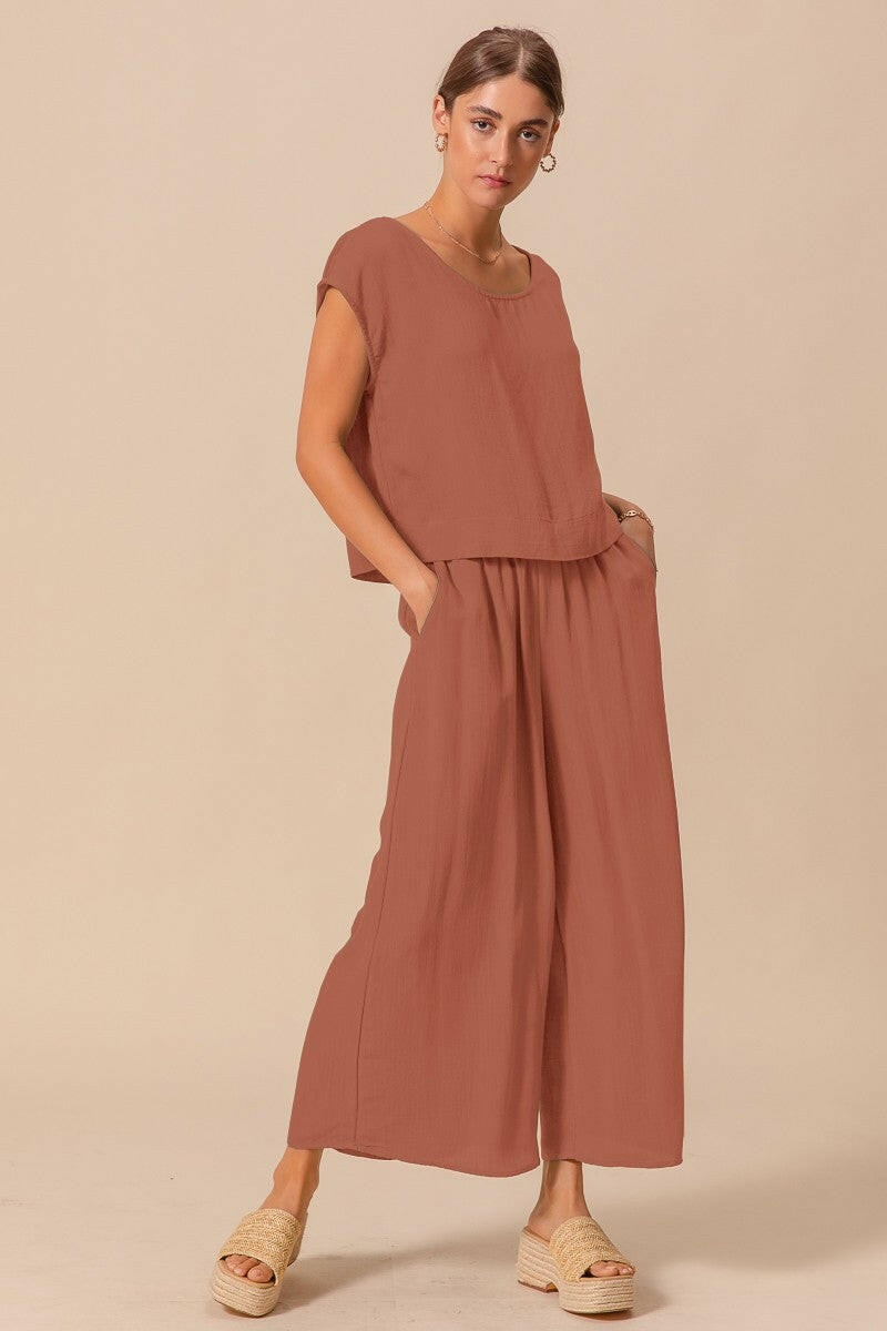 Flowy Woven Dolman Top and Bottom Set-2 Piece Outfit Sets-Krush Kandy, Women's Online Fashion Boutique Located in Phoenix, Arizona (Scottsdale Area)