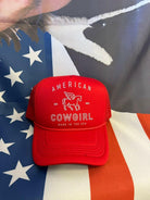 American Cowgirl Red Trucker Hat-Hats-Krush Kandy, Women's Online Fashion Boutique Located in Phoenix, Arizona (Scottsdale Area)