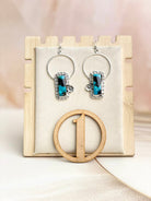 Sterling Flower Bar Stone Hoops-Earrings-Krush Kandy, Women's Online Fashion Boutique Located in Phoenix, Arizona (Scottsdale Area)