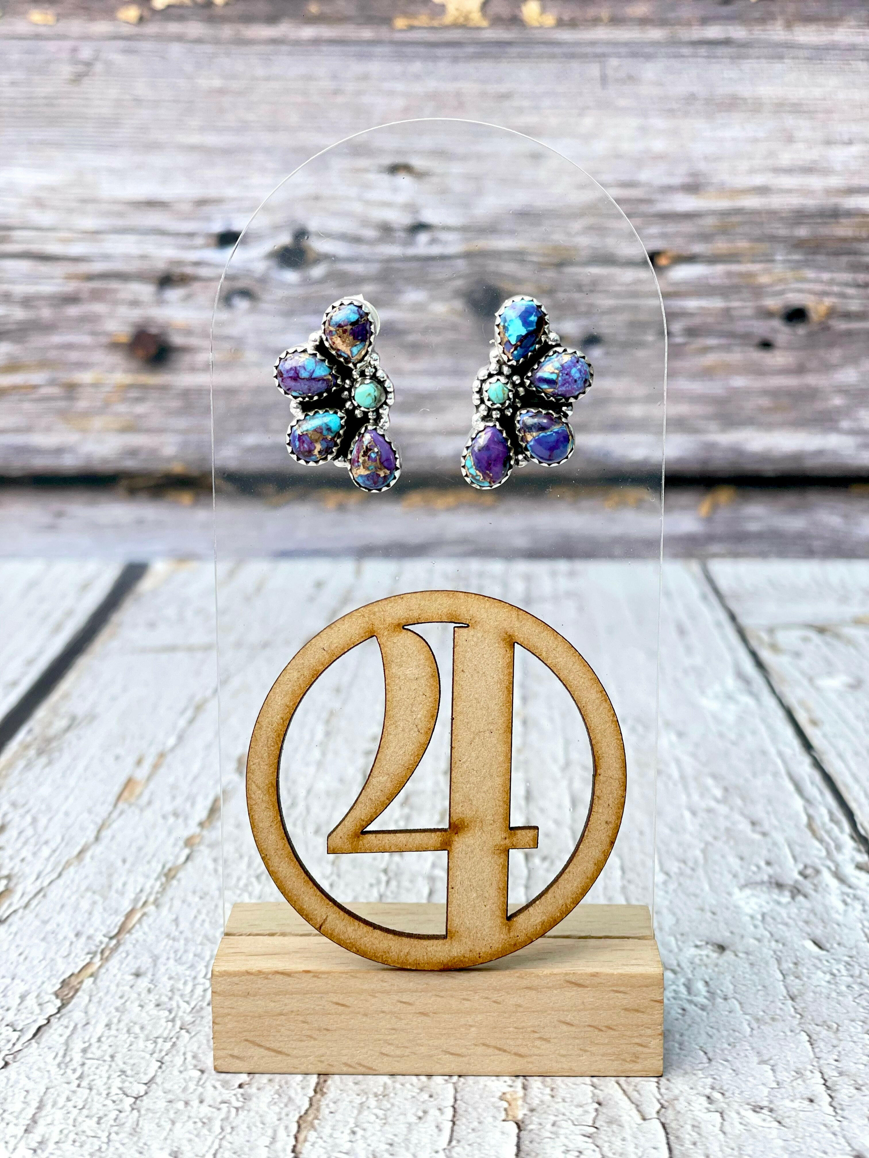 One Of A Kind Half Cluster Earrings-Earrings-Krush Kandy, Women's Online Fashion Boutique Located in Phoenix, Arizona (Scottsdale Area)