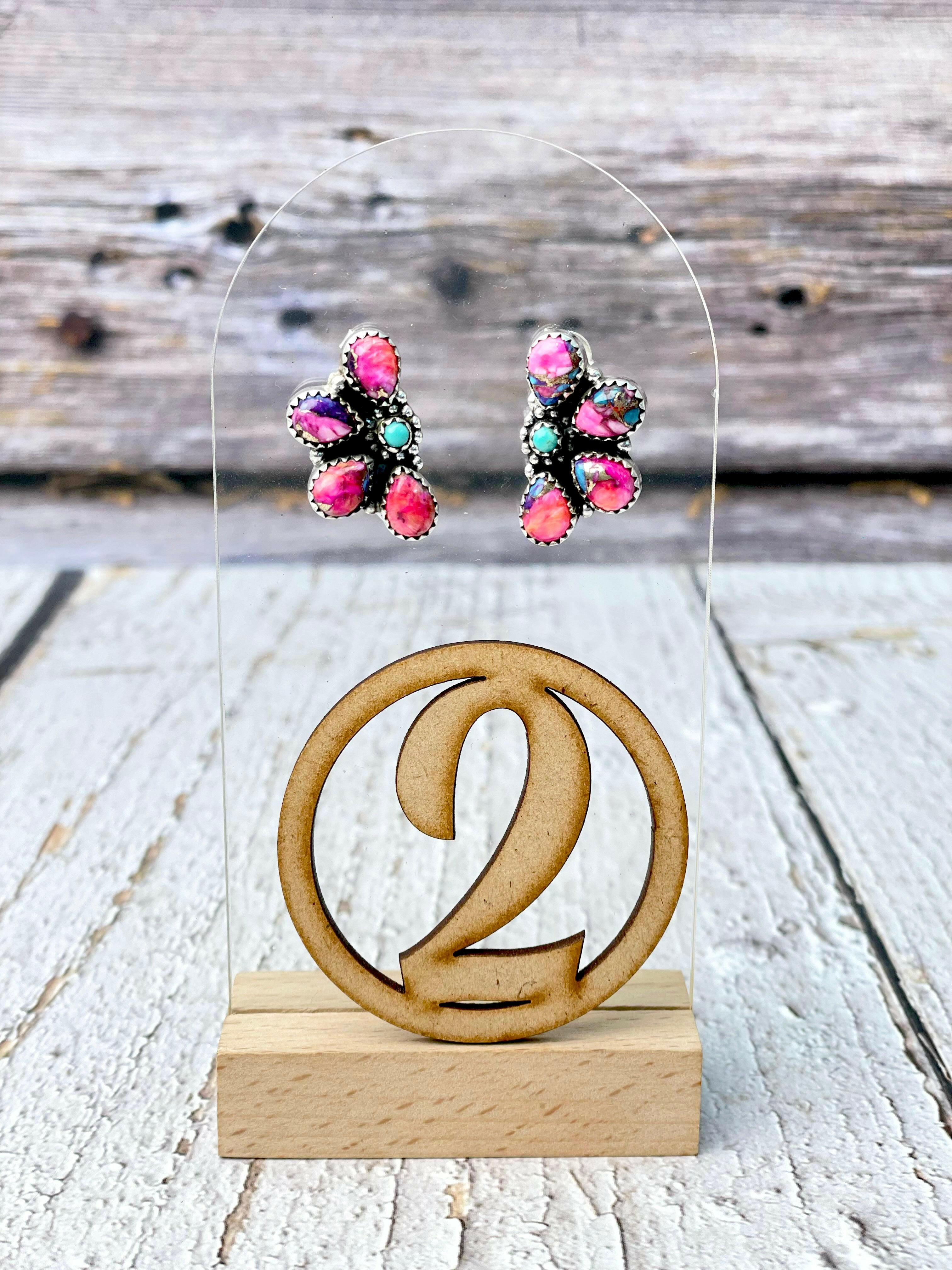 One Of A Kind Half Cluster Earrings-Earrings-Krush Kandy, Women's Online Fashion Boutique Located in Phoenix, Arizona (Scottsdale Area)