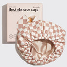 Satin Lined Flexi Shower Cap - Terracotta Checker-Hair Accessories-Krush Kandy, Women's Online Fashion Boutique Located in Phoenix, Arizona (Scottsdale Area)