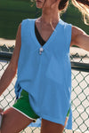 Side Slit V-Neck Tank-Tanks-Krush Kandy, Women's Online Fashion Boutique Located in Phoenix, Arizona (Scottsdale Area)