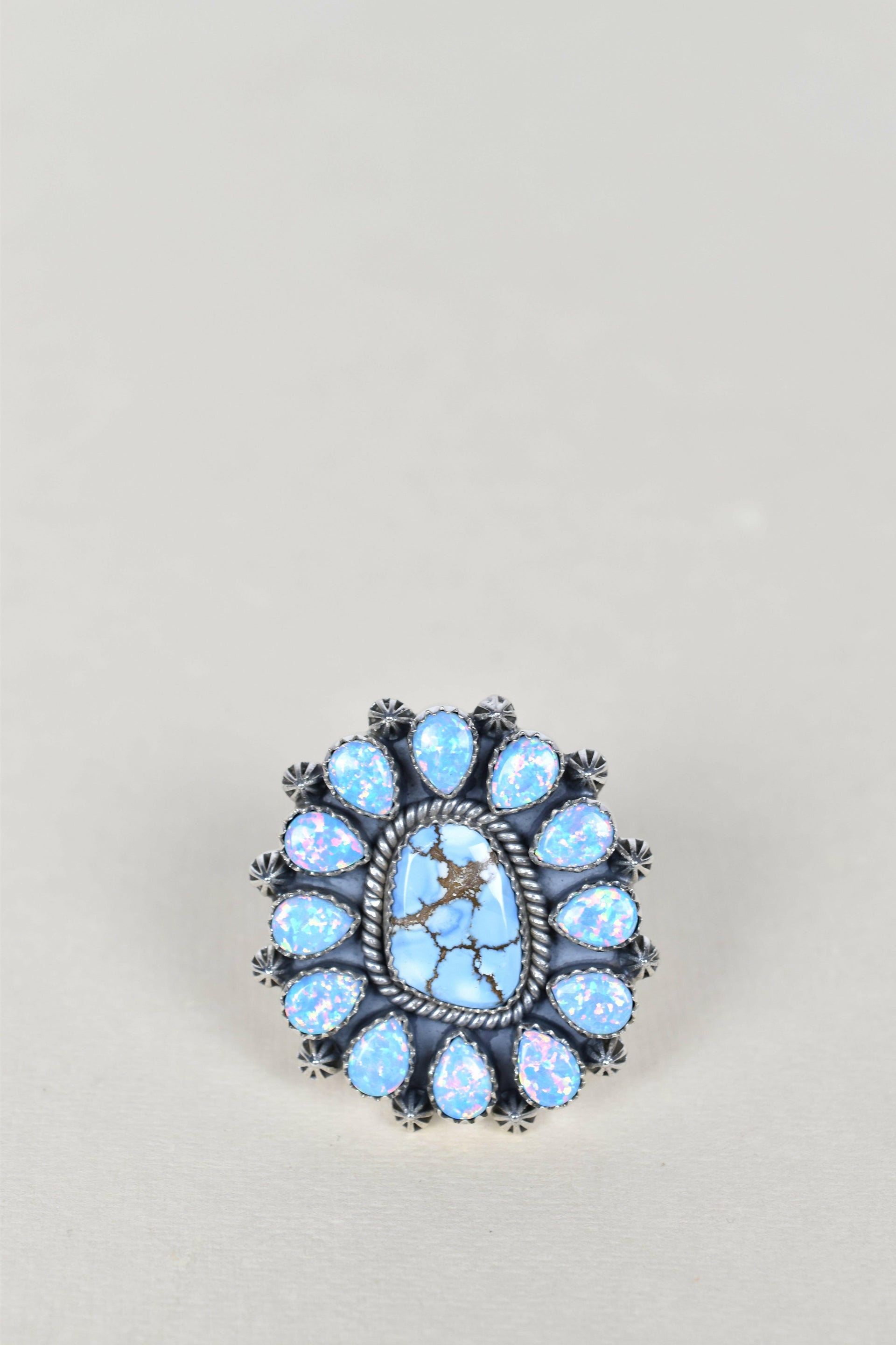 Golden Hills & Light Blue Opal One of A Kind Ring-Cluster Rings-Krush Kandy, Women's Online Fashion Boutique Located in Phoenix, Arizona (Scottsdale Area)