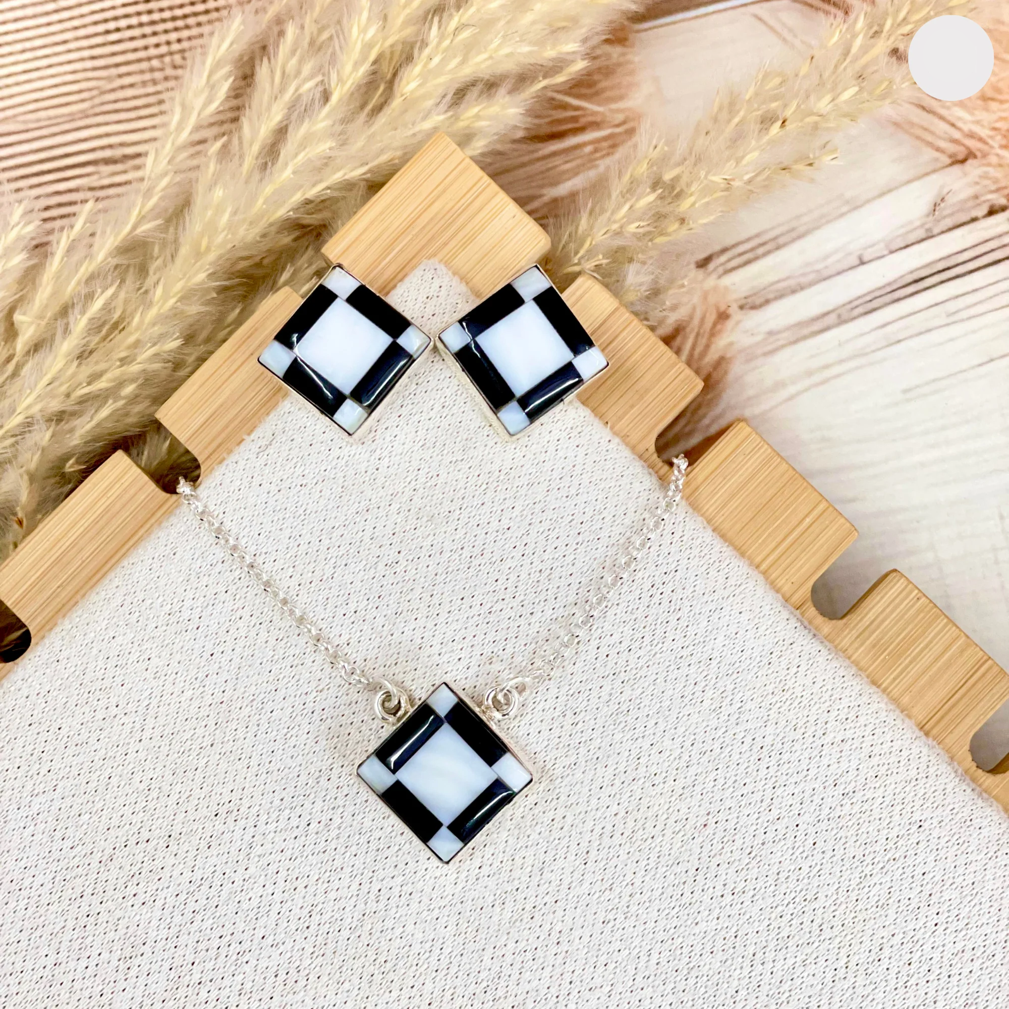 Cowgirl Grid Necklace & Earrings Set-Necklaces-Krush Kandy, Women's Online Fashion Boutique Located in Phoenix, Arizona (Scottsdale Area)