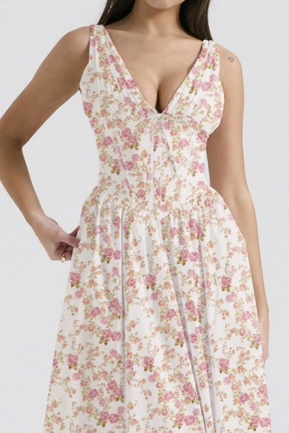 Floral V-Neck Sleeveless Midi Dress with Pockets-Dresses-Krush Kandy, Women's Online Fashion Boutique Located in Phoenix, Arizona (Scottsdale Area)