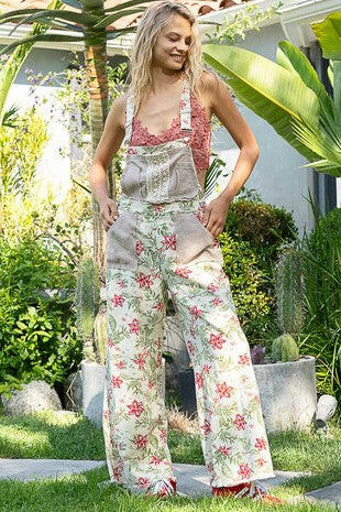 POL Oversized Floral Print Overall-Overalls-Krush Kandy, Women's Online Fashion Boutique Located in Phoenix, Arizona (Scottsdale Area)