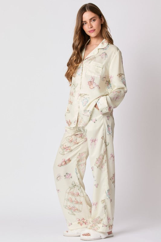 Print Satin Pajama, Pants Only-pajamas-Krush Kandy, Women's Online Fashion Boutique Located in Phoenix, Arizona (Scottsdale Area)