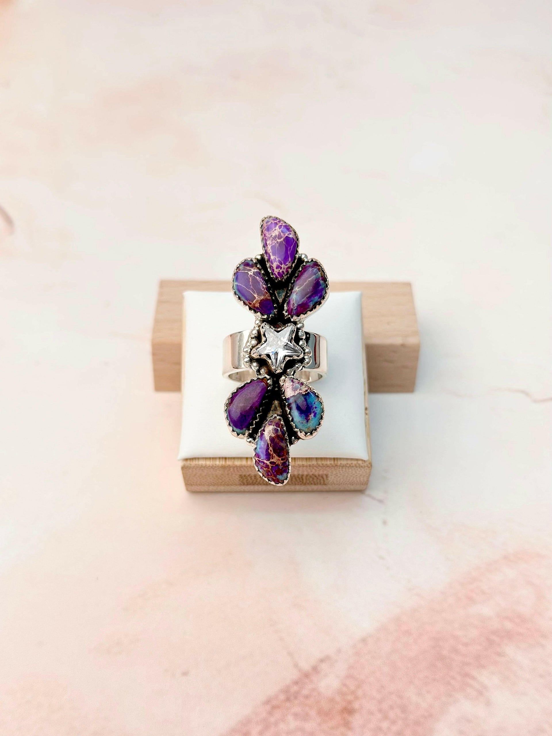 Desert Jasper Petal & Star Crawler Ring-Rings-Krush Kandy, Women's Online Fashion Boutique Located in Phoenix, Arizona (Scottsdale Area)