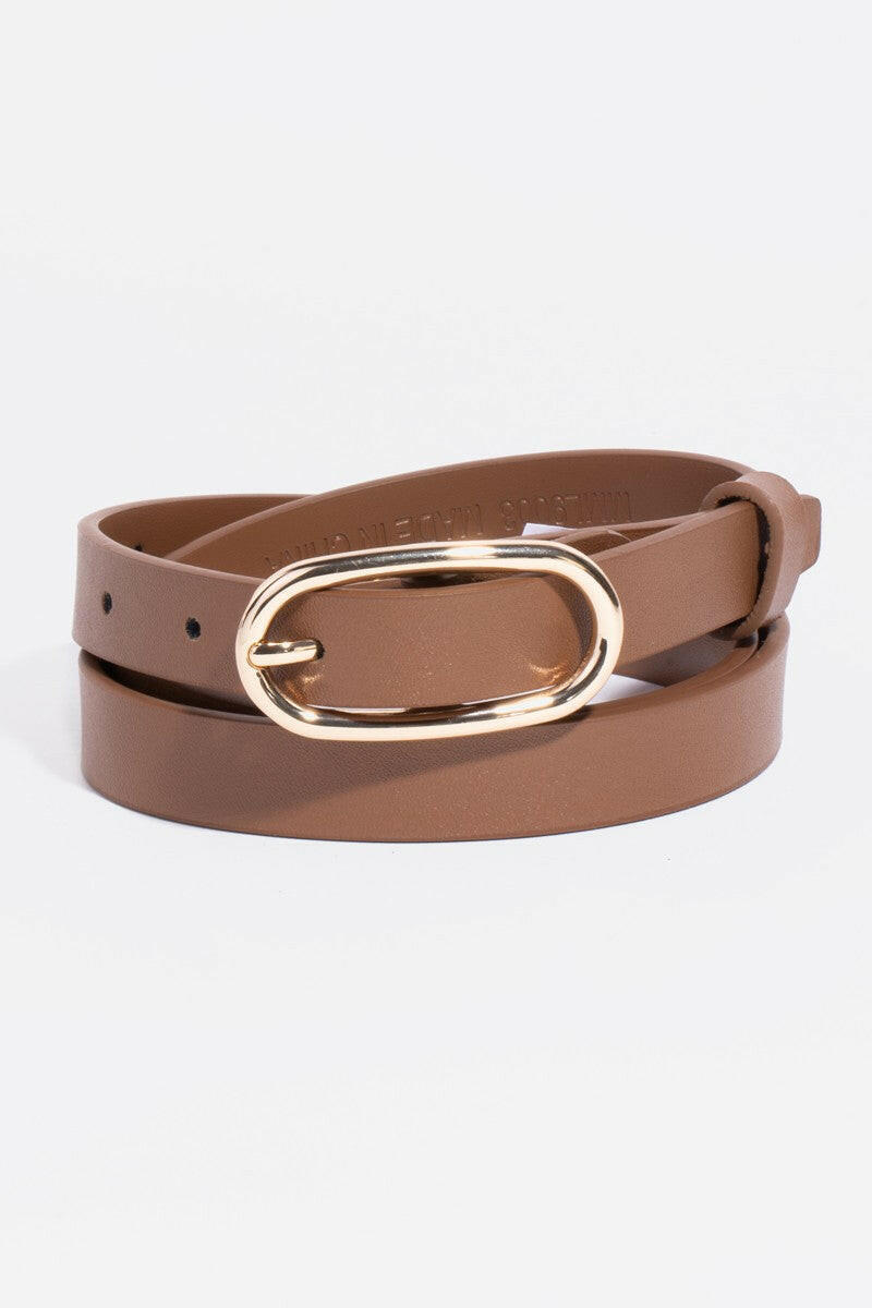 Long Oval Buckle Genuine Leather Belt-Belts-Krush Kandy, Women's Online Fashion Boutique Located in Phoenix, Arizona (Scottsdale Area)