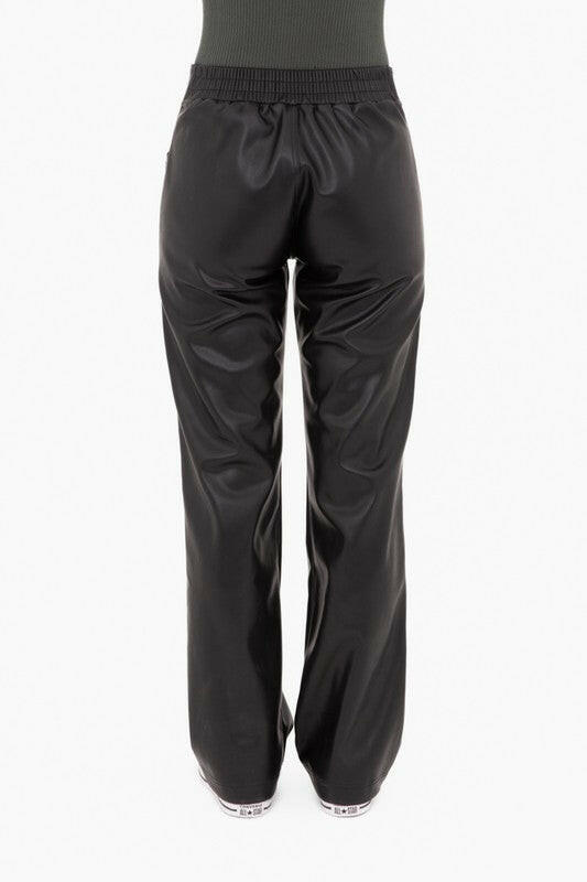Mono B Vegan Leather Wide Leg Pants-Pants-Krush Kandy, Women's Online Fashion Boutique Located in Phoenix, Arizona (Scottsdale Area)