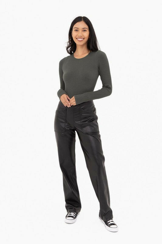Mono B Vegan Leather Wide Leg Pants-Pants-Krush Kandy, Women's Online Fashion Boutique Located in Phoenix, Arizona (Scottsdale Area)