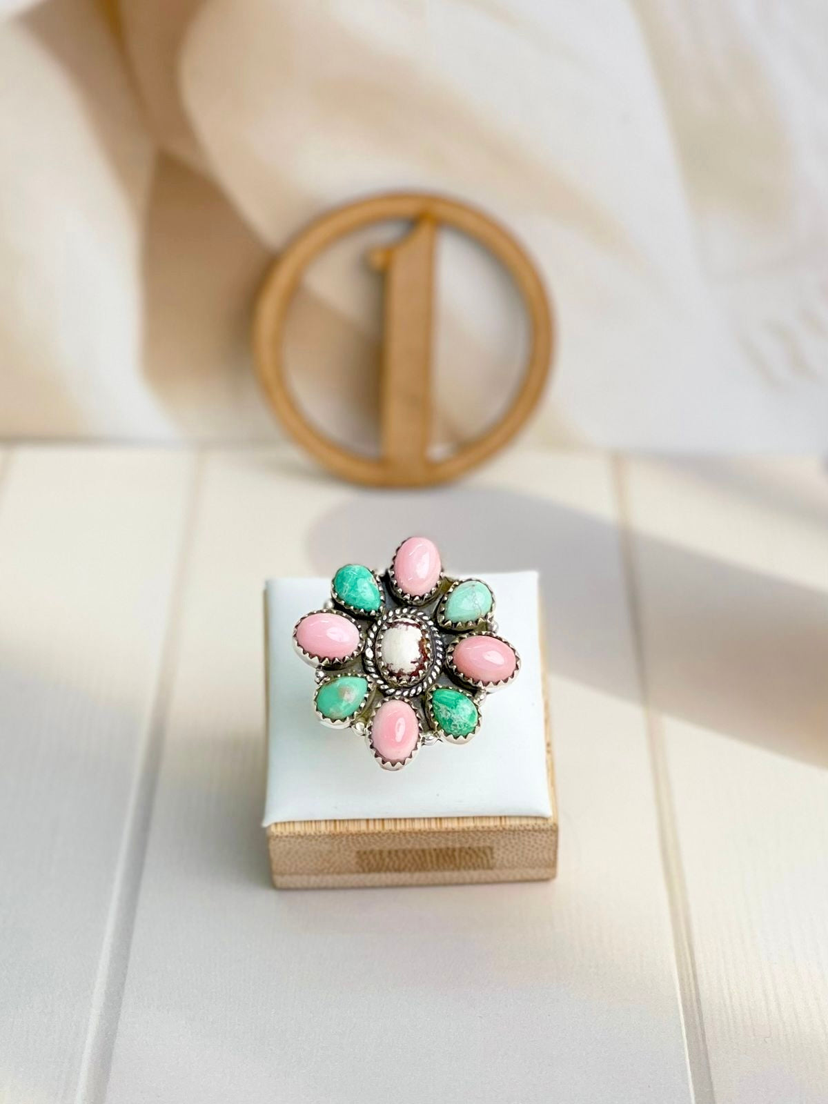 Pink Conch, Varascite & Wild Horse Cluster Rings-Rings-Krush Kandy, Women's Online Fashion Boutique Located in Phoenix, Arizona (Scottsdale Area)