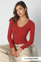 Dreamfit Deep V-Neck Long Sleeve Top-Long Sleeve Tops-Krush Kandy, Women's Online Fashion Boutique Located in Phoenix, Arizona (Scottsdale Area)