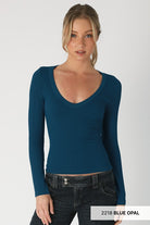 Dreamfit Deep V-Neck Long Sleeve Top-Long Sleeve Tops-Krush Kandy, Women's Online Fashion Boutique Located in Phoenix, Arizona (Scottsdale Area)