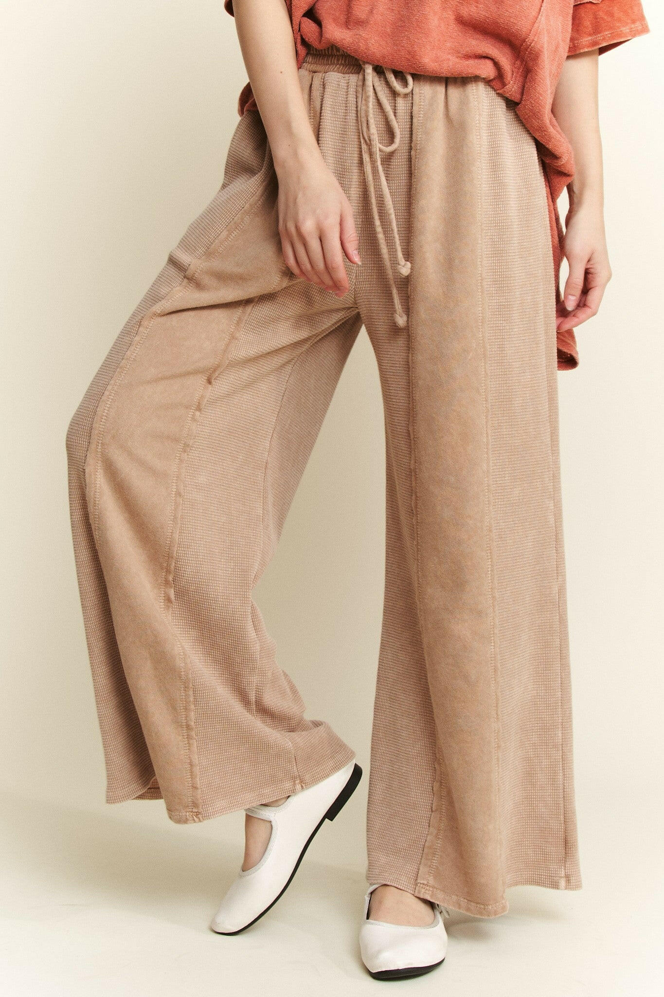 Mineral Wash Waffle Cropped Pants-Pants-Krush Kandy, Women's Online Fashion Boutique Located in Phoenix, Arizona (Scottsdale Area)