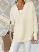 Half Zip Long Sleeve Knit Top-Sweaters-Krush Kandy, Women's Online Fashion Boutique Located in Phoenix, Arizona (Scottsdale Area)