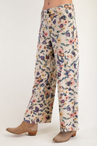 WASHED FLORAL PRINT DENIM TWILL PANTS-Krush Kandy, Women's Online Fashion Boutique Located in Phoenix, Arizona (Scottsdale Area)