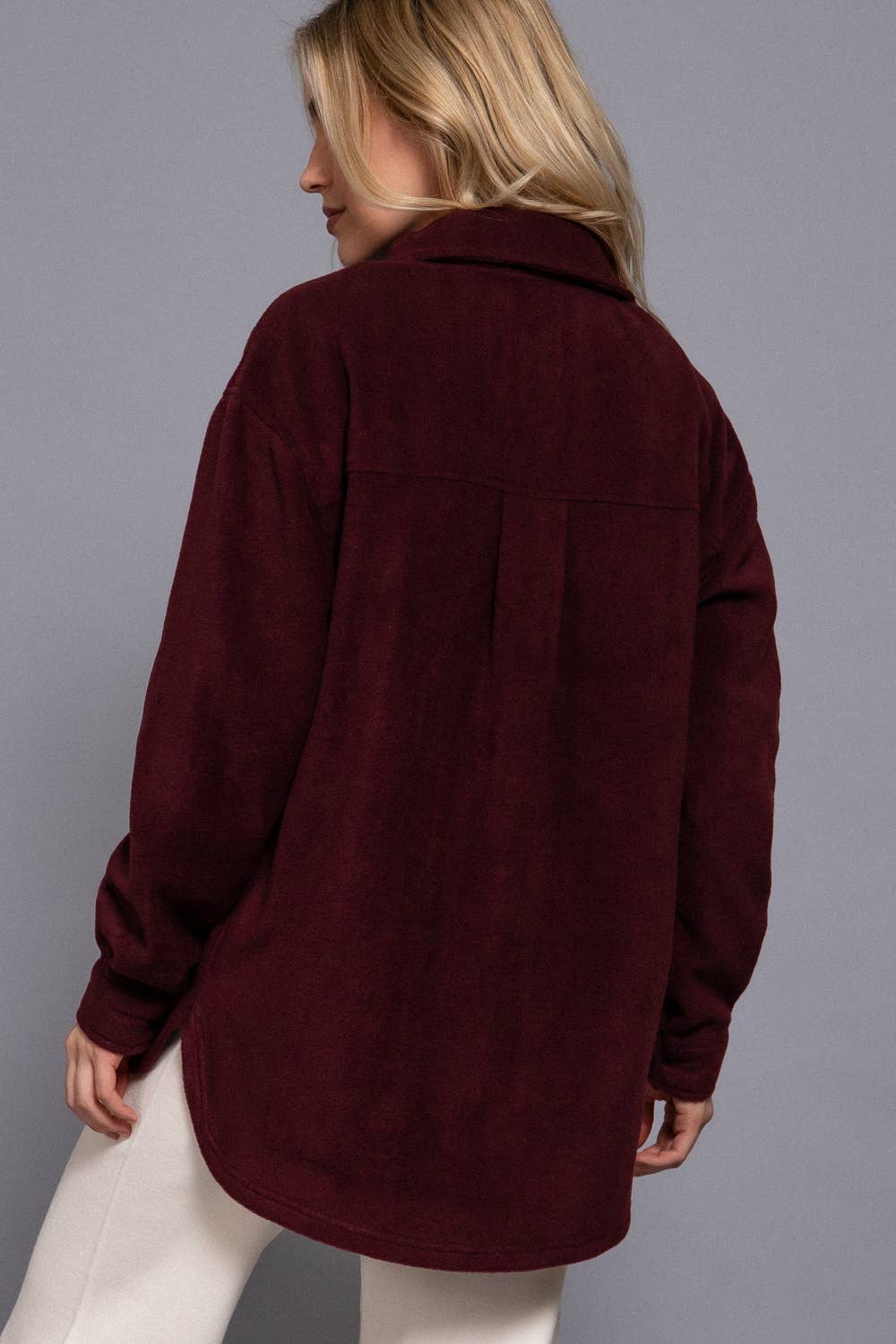 Long Sleeve Notched Collar Front Pocket Fleece Jacket-Coats-Krush Kandy, Women's Online Fashion Boutique Located in Phoenix, Arizona (Scottsdale Area)