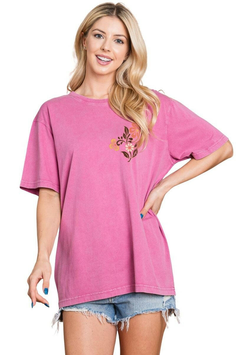 Floral Cow Skull Graphic Premium Washed Tee PREORDER-Graphic Tees-Krush Kandy, Women's Online Fashion Boutique Located in Phoenix, Arizona (Scottsdale Area)