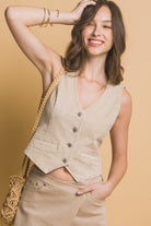 V-Neck Denim Vest-Tops-Krush Kandy, Women's Online Fashion Boutique Located in Phoenix, Arizona (Scottsdale Area)