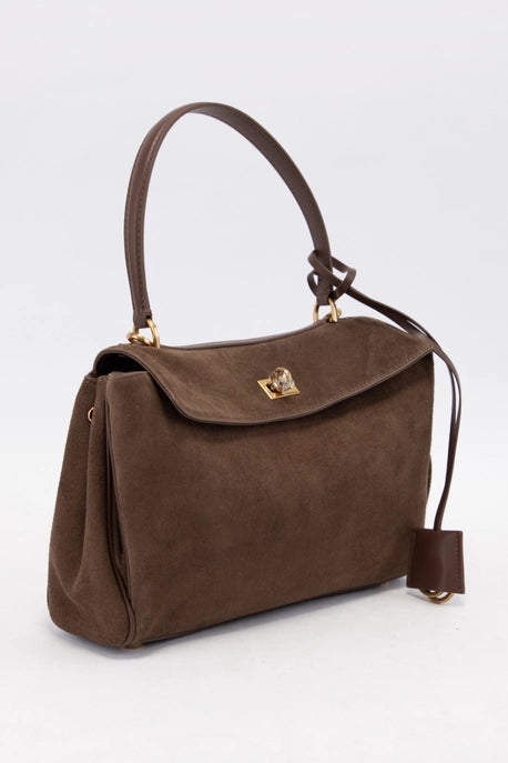 Genuine Suede Turn-Lock Satchel-handbags-Krush Kandy, Women's Online Fashion Boutique Located in Phoenix, Arizona (Scottsdale Area)