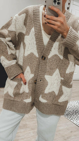 Sherpa Oversized Cardigan with Star Accents – Krush Kandy
