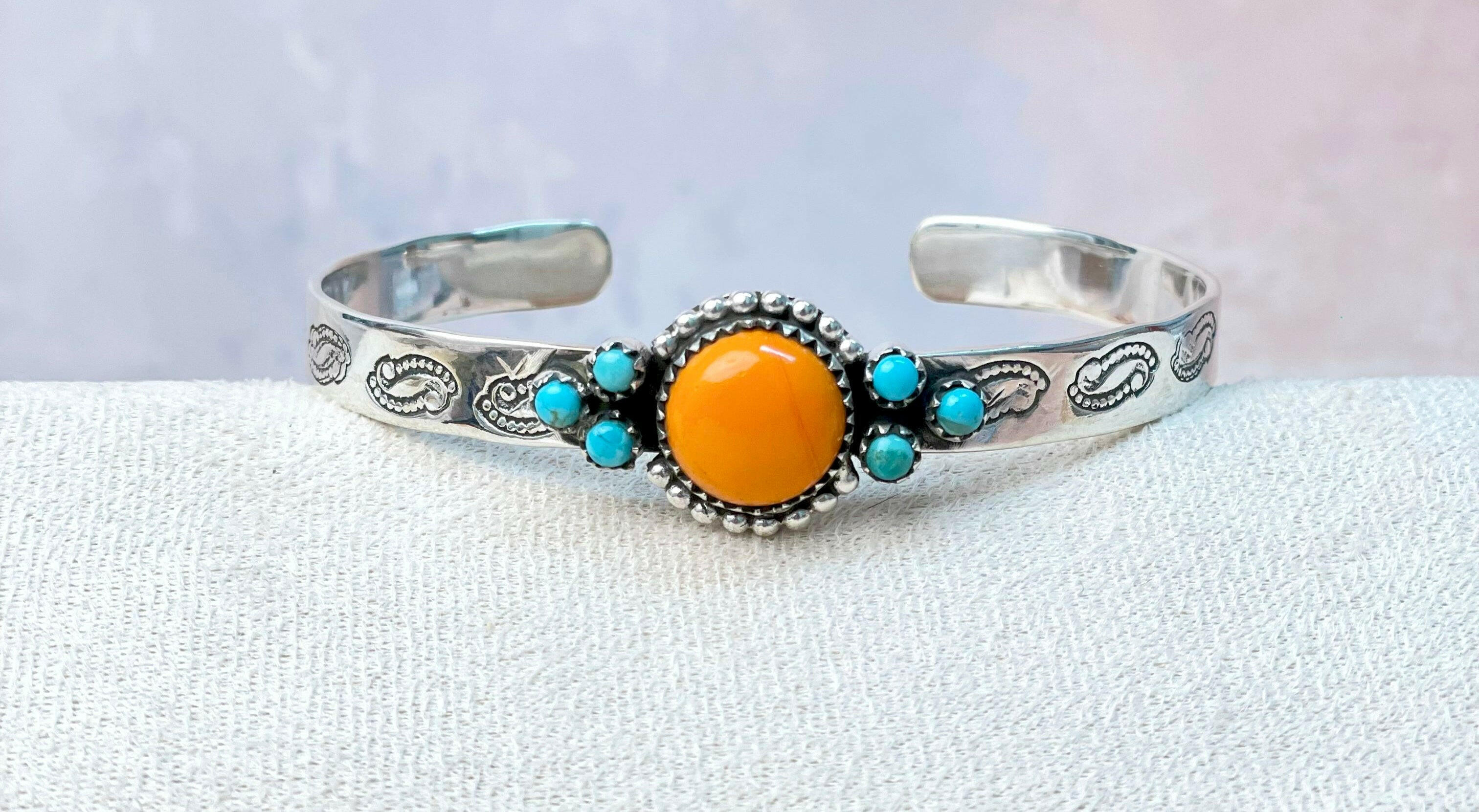 Rosarita Round Bar Turquoise Cuff-Bracelets-Krush Kandy, Women's Online Fashion Boutique Located in Phoenix, Arizona (Scottsdale Area)