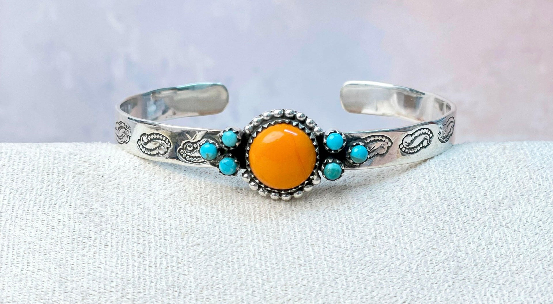 Rosarita Round Bar Turquoise Cuff-Bracelets-Krush Kandy, Women's Online Fashion Boutique Located in Phoenix, Arizona (Scottsdale Area)