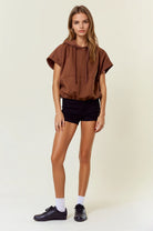 Fleece Drawstring Bottom Sleeveless Oversized Crop Hoodie-Tops-Krush Kandy, Women's Online Fashion Boutique Located in Phoenix, Arizona (Scottsdale Area)