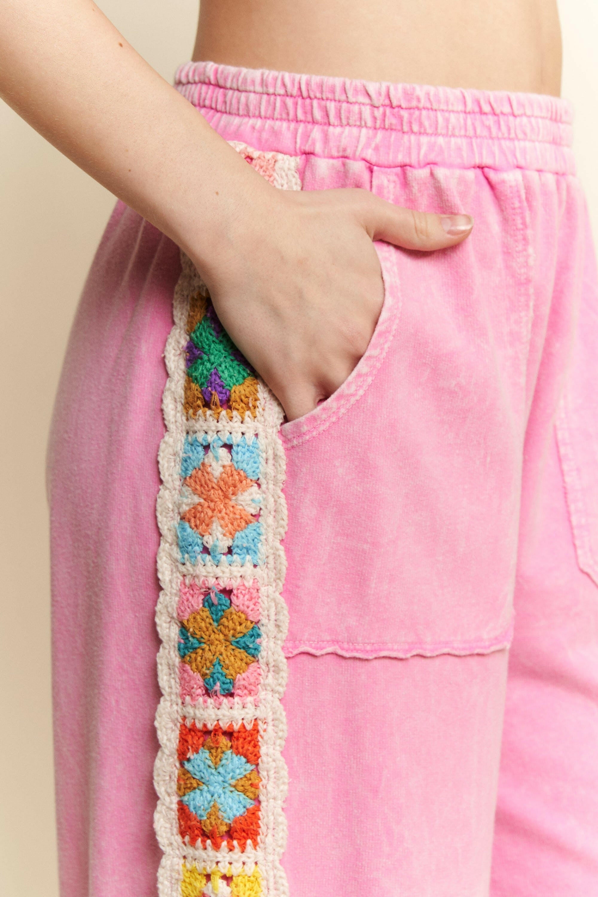 Crochet Patch Detail Pants-Pants-Krush Kandy, Women's Online Fashion Boutique Located in Phoenix, Arizona (Scottsdale Area)