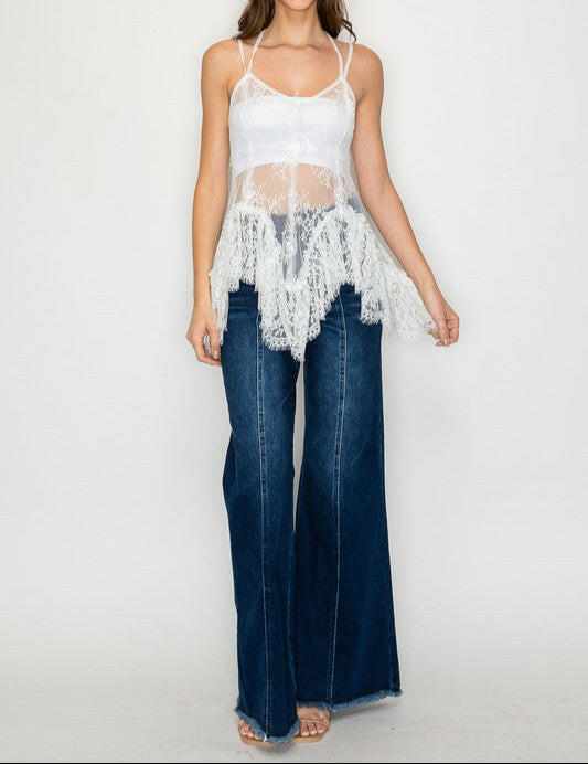 Ruffled Lace Cami Tunic-Tanks-Krush Kandy, Women's Online Fashion Boutique Located in Phoenix, Arizona (Scottsdale Area)