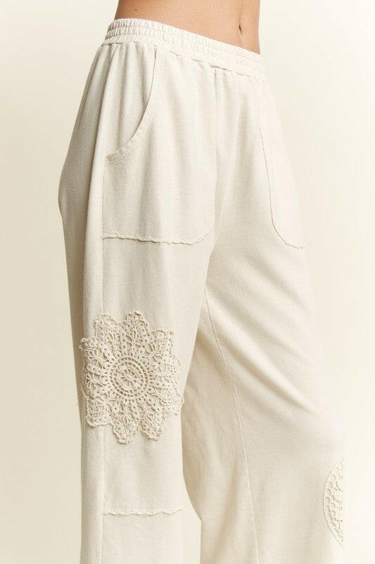 Vintage Lace Patch Lounge Pants-PANTS-Krush Kandy, Women's Online Fashion Boutique Located in Phoenix, Arizona (Scottsdale Area)