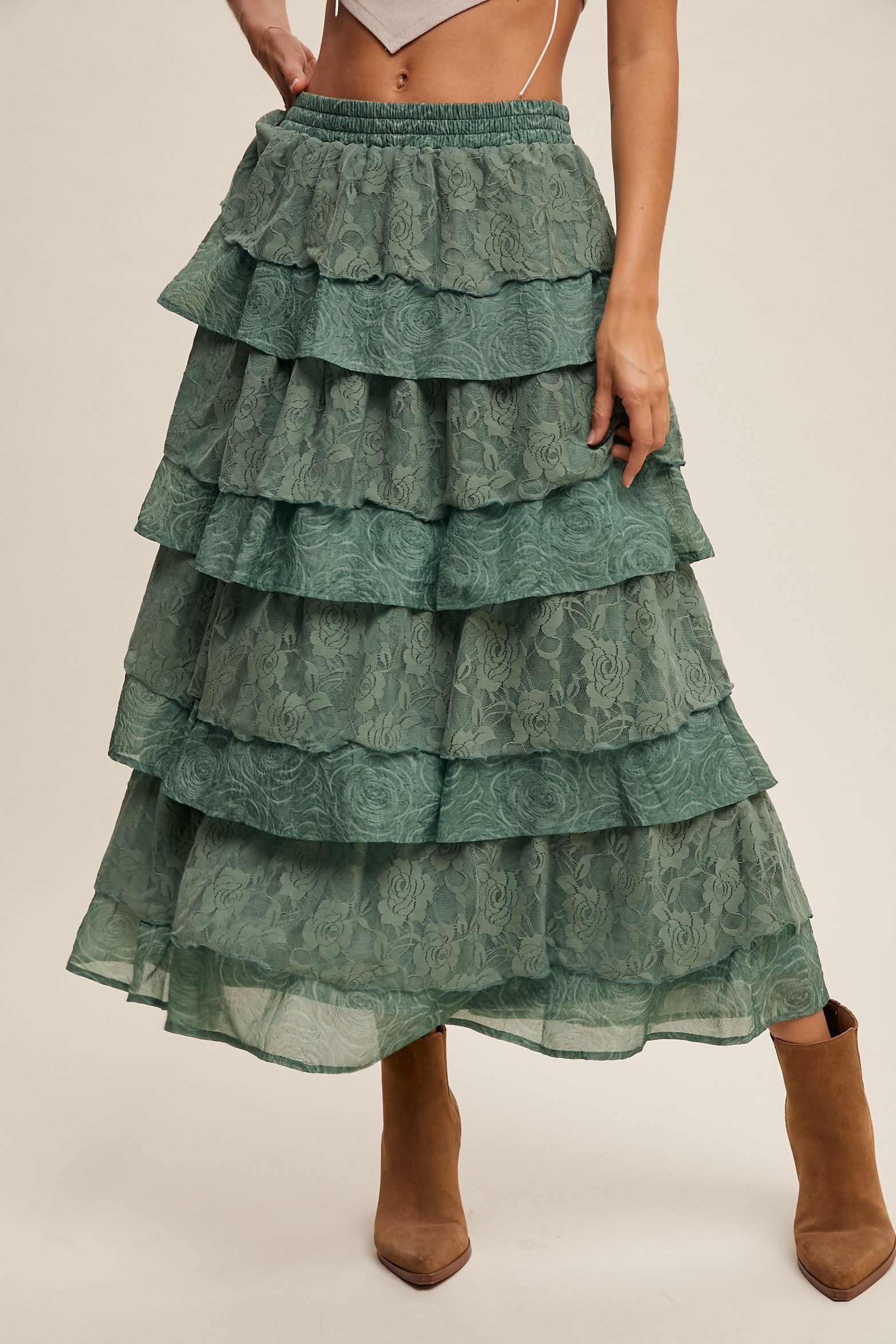 Lace Ruffle Tiered Maxi Skirt-Skirts-Krush Kandy, Women's Online Fashion Boutique Located in Phoenix, Arizona (Scottsdale Area)