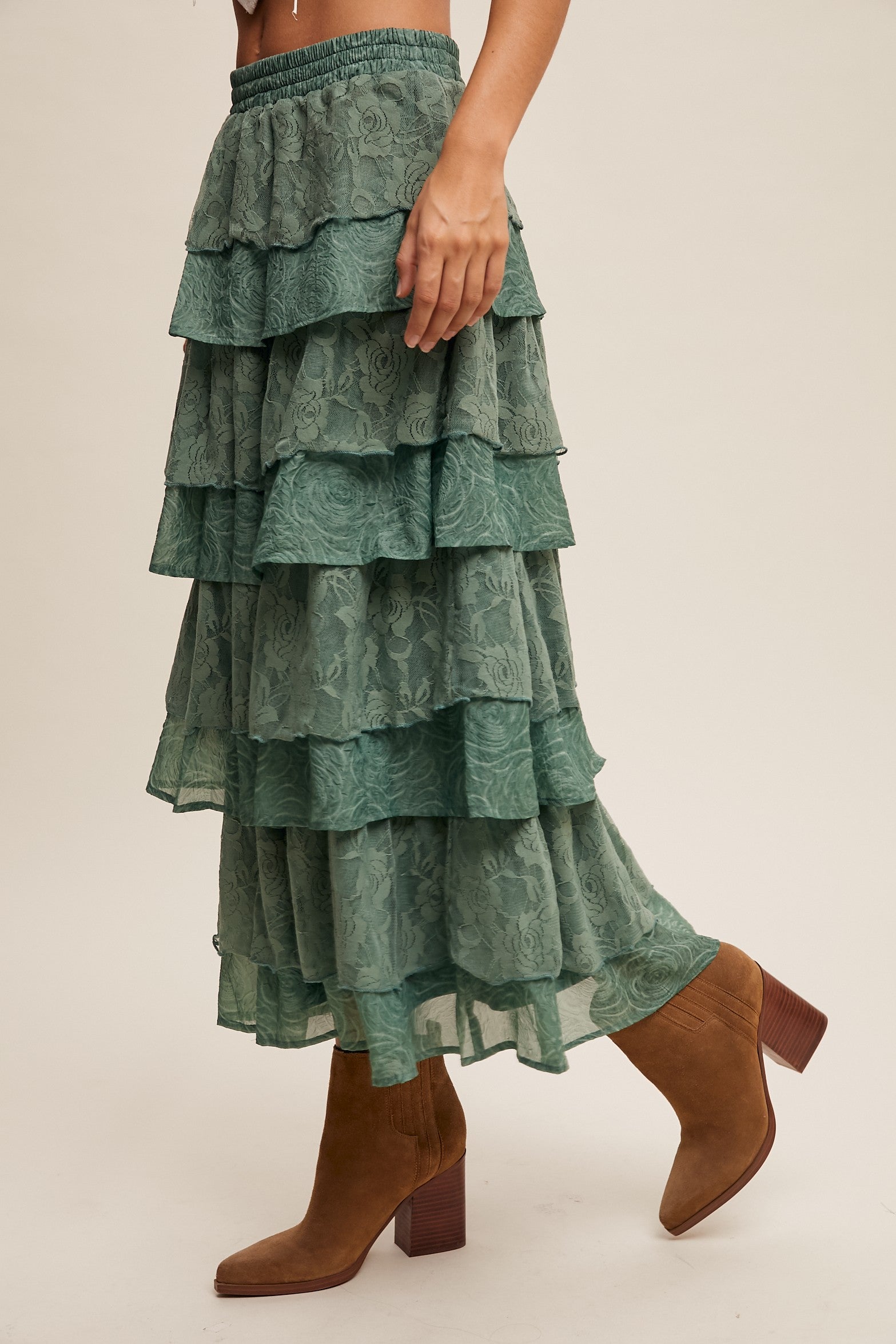 Lace Ruffle Tiered Maxi Skirt-Skirts-Krush Kandy, Women's Online Fashion Boutique Located in Phoenix, Arizona (Scottsdale Area)