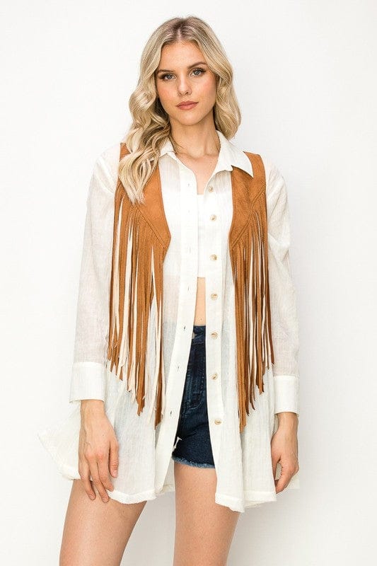 Two Tone Western Faux Suede Vest-Vests-Krush Kandy, Women's Online Fashion Boutique Located in Phoenix, Arizona (Scottsdale Area)