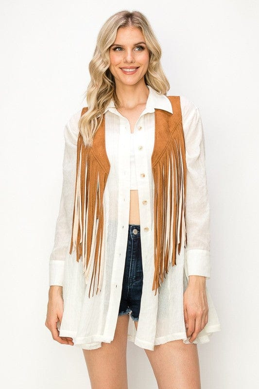 Two Tone Western Faux Suede Vest-Vests-Krush Kandy, Women's Online Fashion Boutique Located in Phoenix, Arizona (Scottsdale Area)