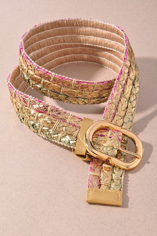 Woven Straw Gold Buckle Belt-Belts-Krush Kandy, Women's Online Fashion Boutique Located in Phoenix, Arizona (Scottsdale Area)