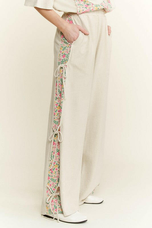 J.HER Floral Side Tie Pants-Pants-Krush Kandy, Women's Online Fashion Boutique Located in Phoenix, Arizona (Scottsdale Area)