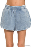 Acid Wash Dolphin Hem Lounge Shorts