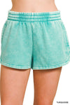 Acid Wash Dolphin Hem Lounge Shorts