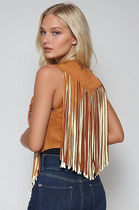Two Tone Western Faux Suede Vest-Vests-Krush Kandy, Women's Online Fashion Boutique Located in Phoenix, Arizona (Scottsdale Area)