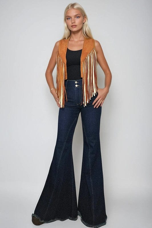 Two Tone Western Faux Suede Vest-Vests-Krush Kandy, Women's Online Fashion Boutique Located in Phoenix, Arizona (Scottsdale Area)