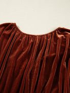 V Neck Puff Sleeve Velvet Dress-Dresses-Krush Kandy, Women's Online Fashion Boutique Located in Phoenix, Arizona (Scottsdale Area)