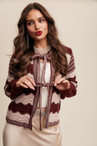 Wavy Stripe Pointelle Knit Tie Front Cardigan-Cardigan-Krush Kandy, Women's Online Fashion Boutique Located in Phoenix, Arizona (Scottsdale Area)