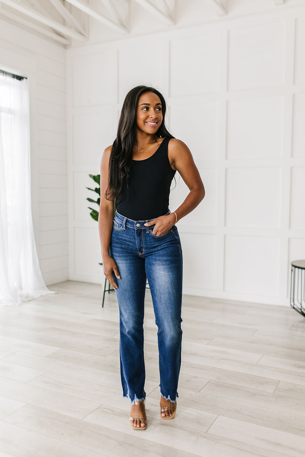 Judy Blue Charity Mid Rise Distressed Hem Bootcut Jeans-Jeans-Krush Kandy, Women's Online Fashion Boutique Located in Phoenix, Arizona (Scottsdale Area)