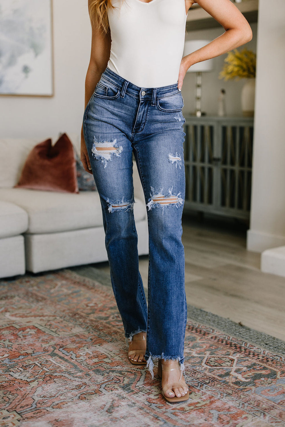O'Hara Destroyed Straight Jeans-Jeans-Krush Kandy, Women's Online Fashion Boutique Located in Phoenix, Arizona (Scottsdale Area)