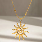 18K Gold-Plated Sun Pendant Necklace-Necklaces-Krush Kandy, Women's Online Fashion Boutique Located in Phoenix, Arizona (Scottsdale Area)