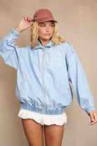 Light Wash Denim Zip Jacket-Jackets-Krush Kandy, Women's Online Fashion Boutique Located in Phoenix, Arizona (Scottsdale Area)